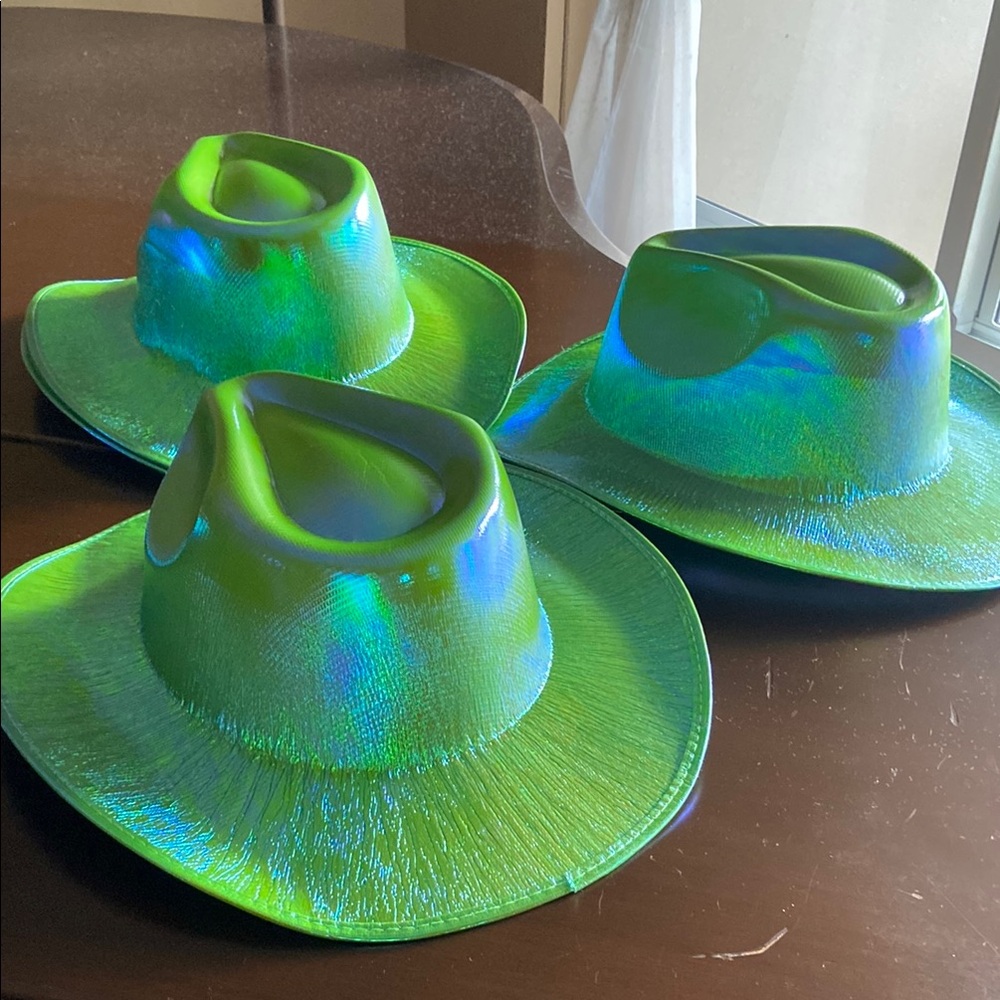 Neon Green Party Cowboy Hats with Wide Brims